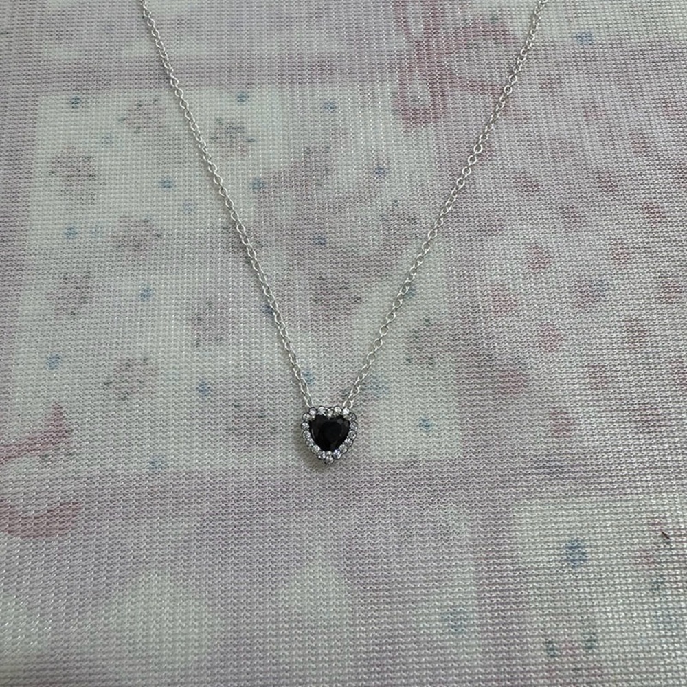 Pandora Black Gemstone Diamond Pendant Necklace